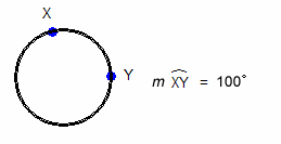 measure of X Y equals 100 degrees