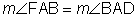 the measure of angle F A B is equal to the measure of angle B A D