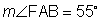 the measure of angle F A B is equal to 55 degrees.