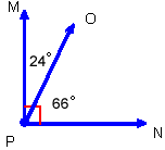 angle O P M and angle O P N are complementary and share side P O