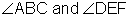 angle D E F and angle A B C